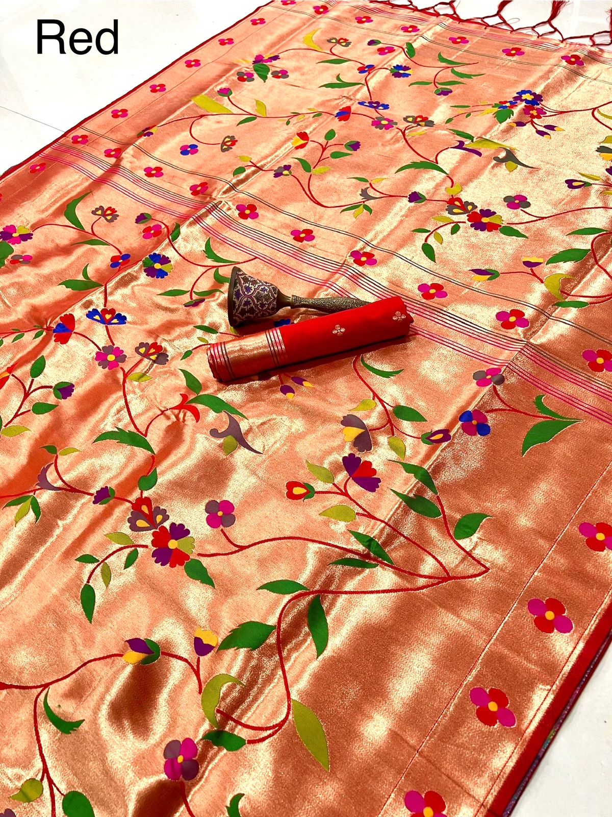 GOLDEN RED ALL OVER PAITHANI