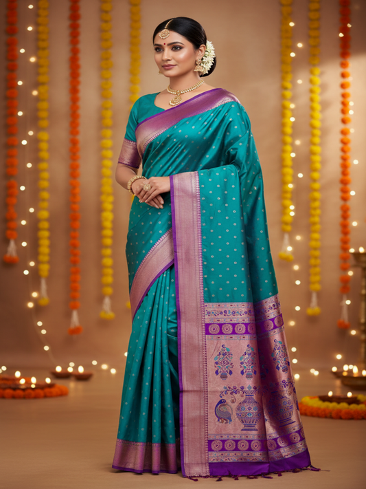 BLUE KADIYAL PAITHANI