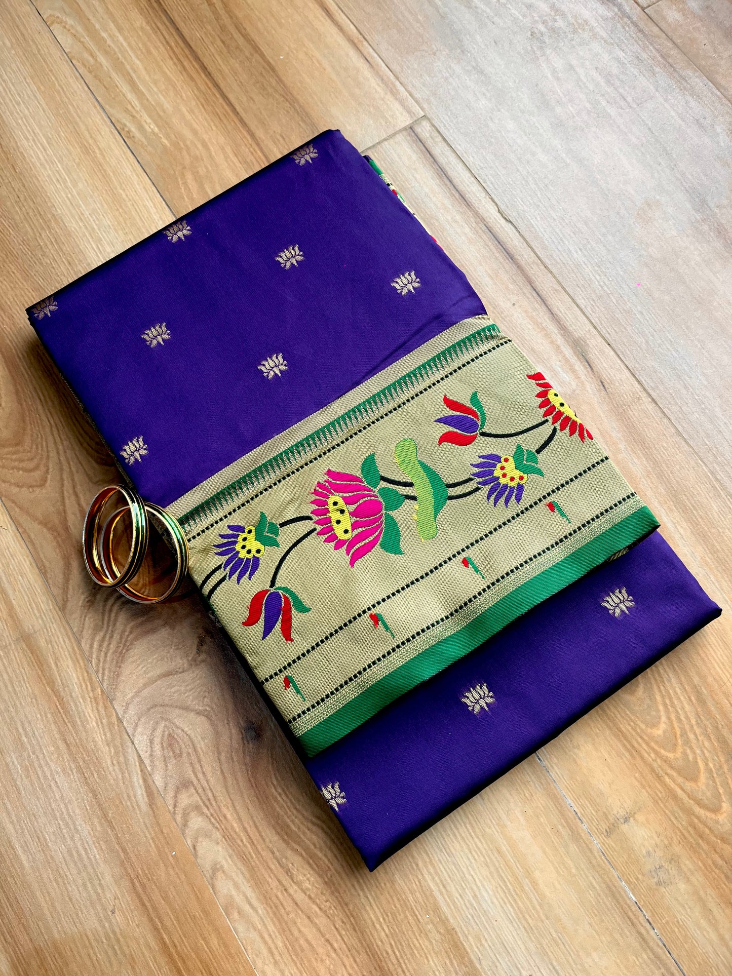 INDIGO LOTUS BROCADE PAITHANI