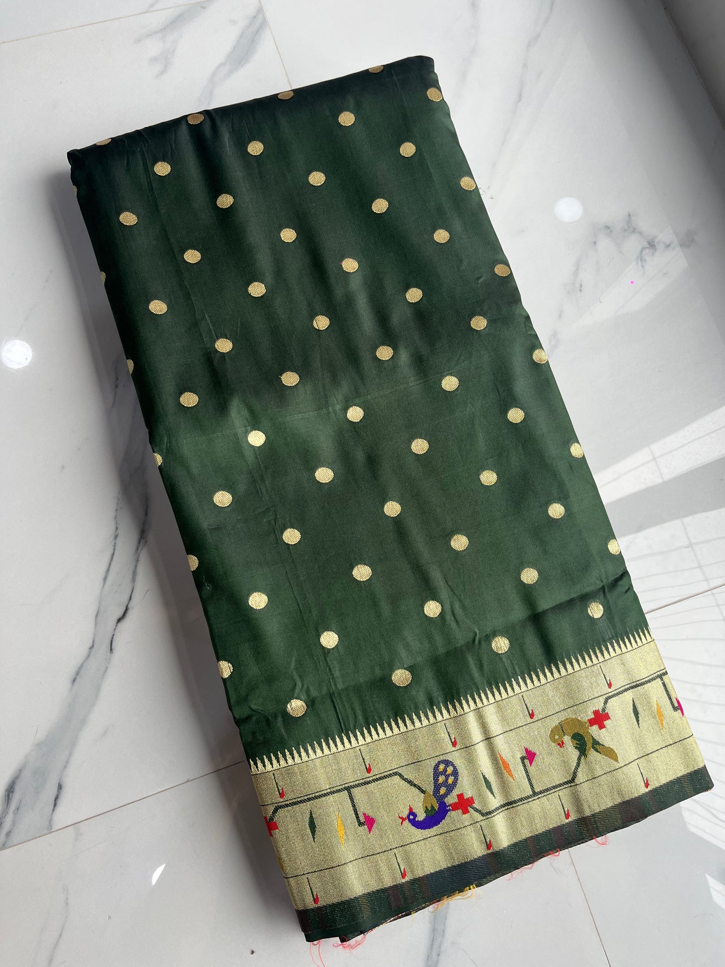 GREEN MOR POPAT BROCADE PAITHANI
