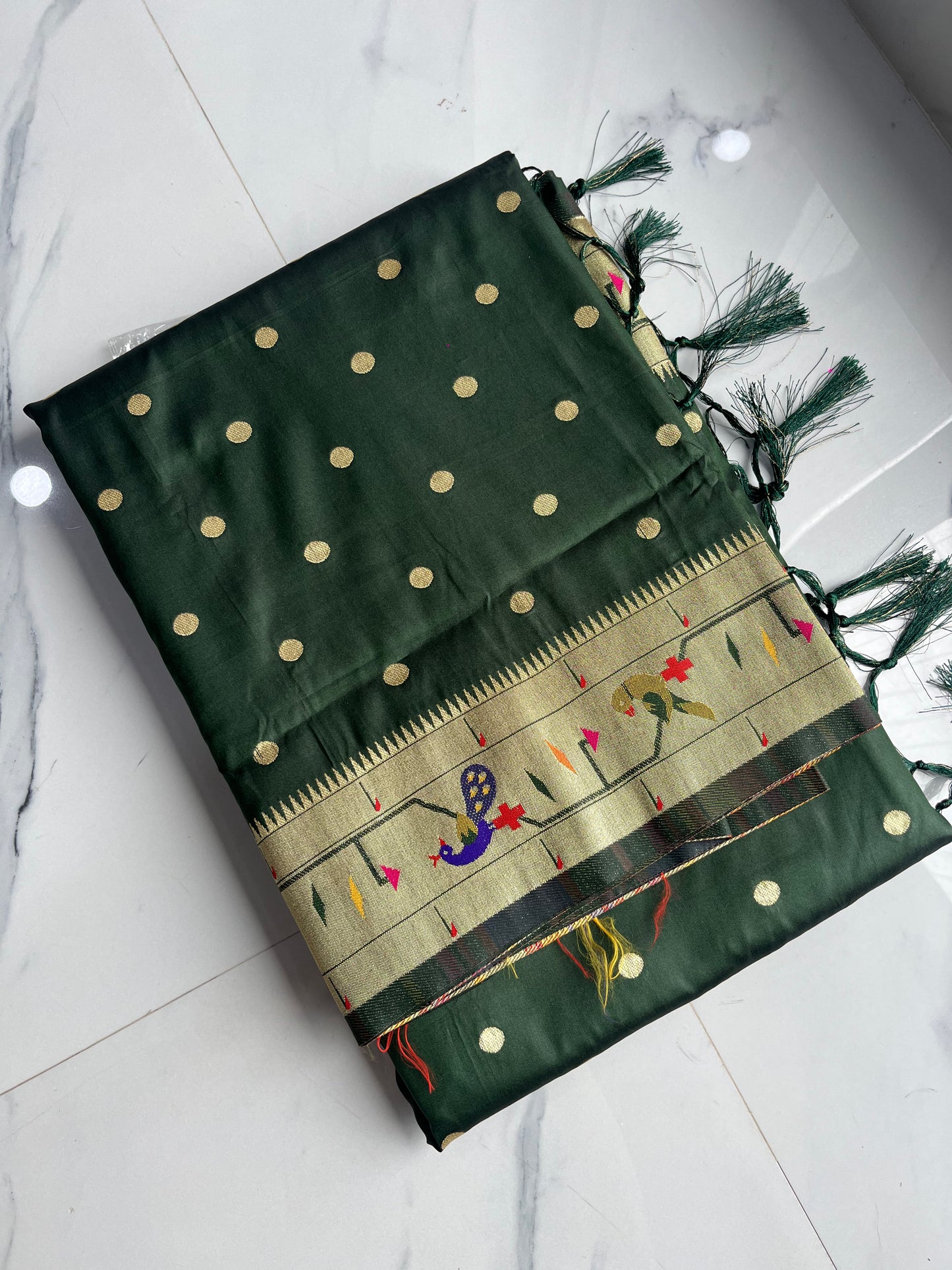 GREEN MOR POPAT BROCADE PAITHANI