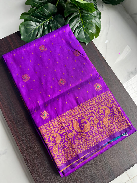 PURPLE PEACOCK BORDER PAITHANI