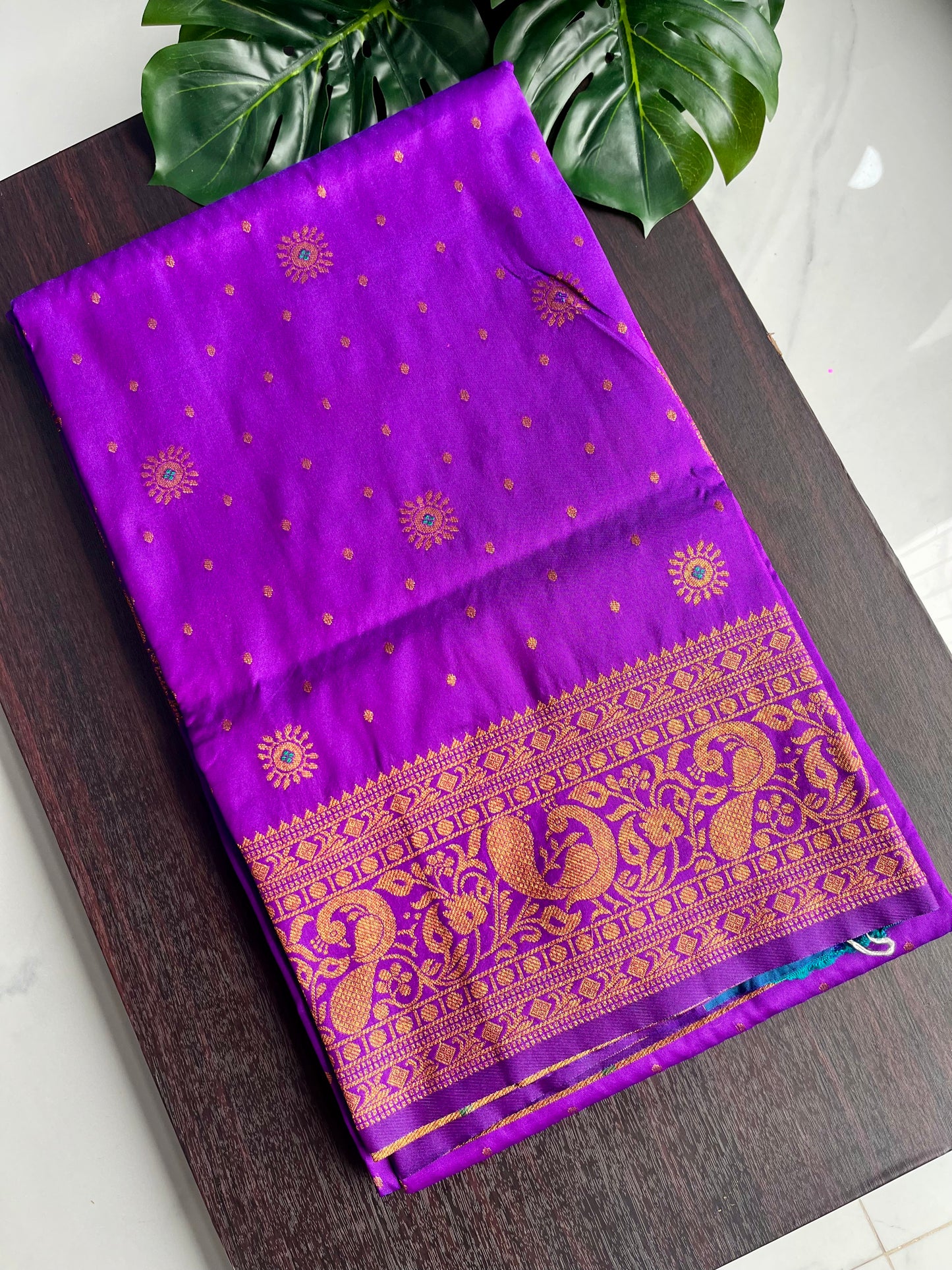 PURPLE PEACOCK BORDER PAITHANI
