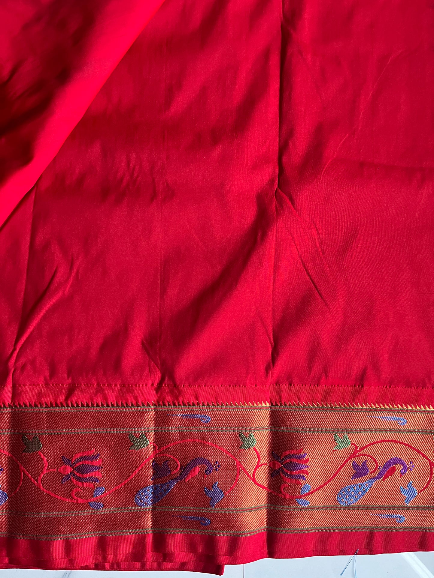 BLUE PEACOCK LOTUS BROCADE PAITHANI WITH MAHARANI PALLU