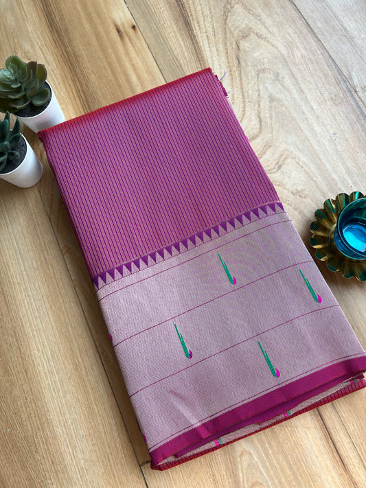 PASTEL PINK KANJIVARAM TISSUE LOTUS PAITHANI