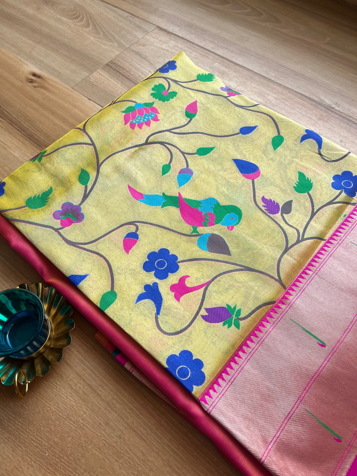 YELLOW KANJIVARAM TISSUE ALL OVER PAITHANI