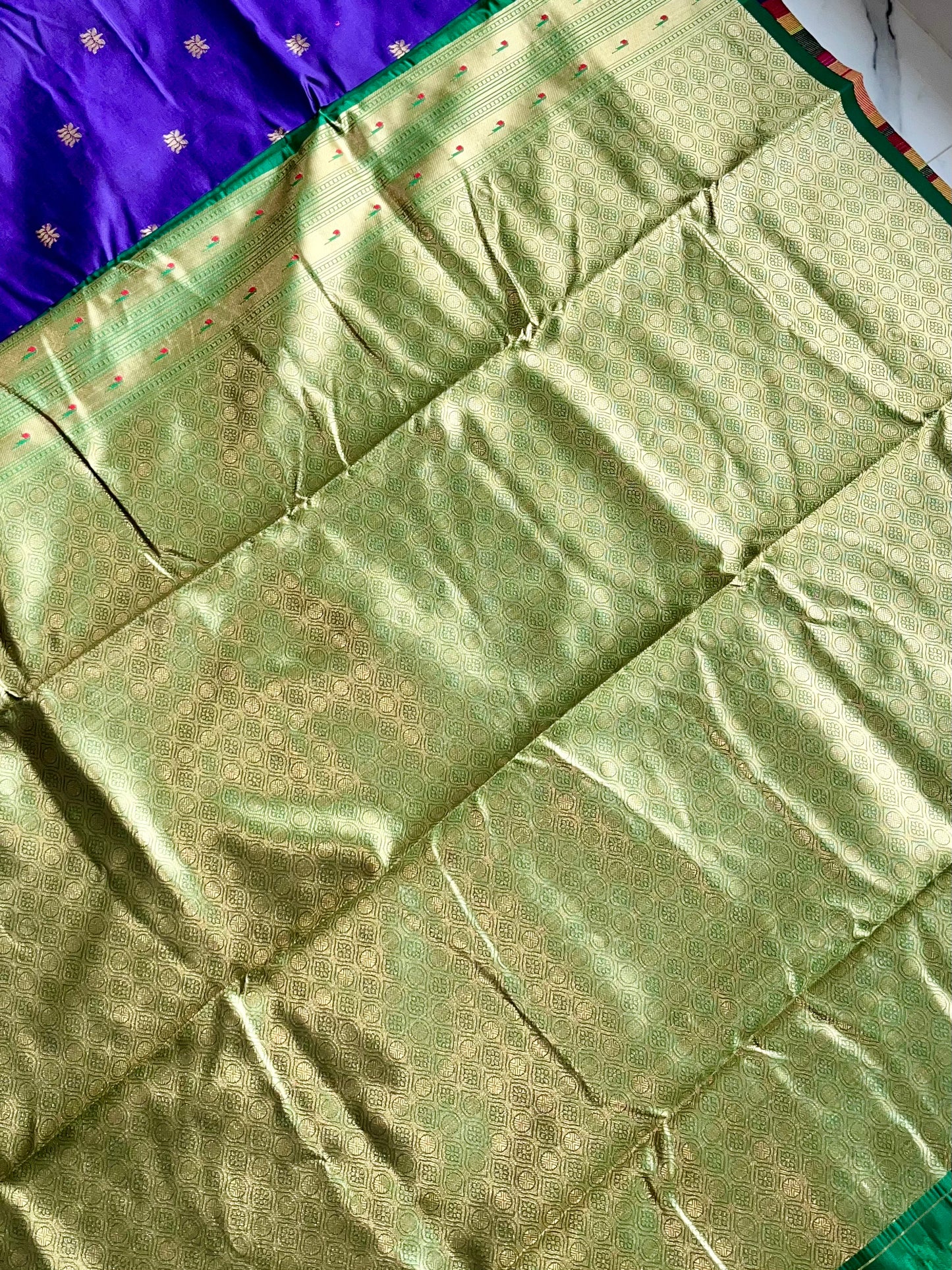 INDIGO LOTUS BROCADE PAITHANI