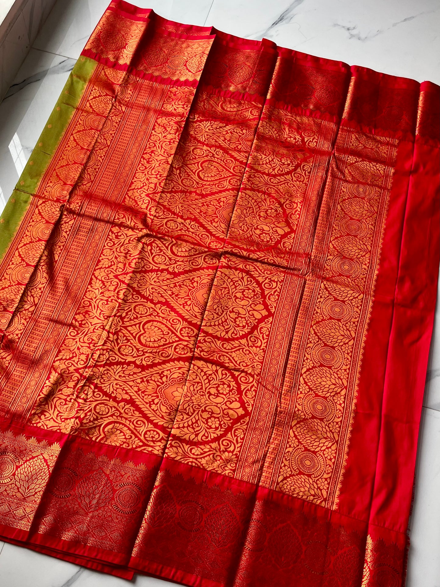 OLIVE GREEN KANJIVARAM PAITHANI