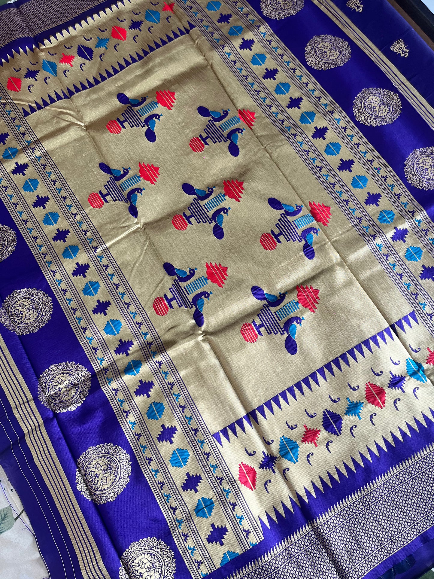 BLUE JHUMKA PAITHANI