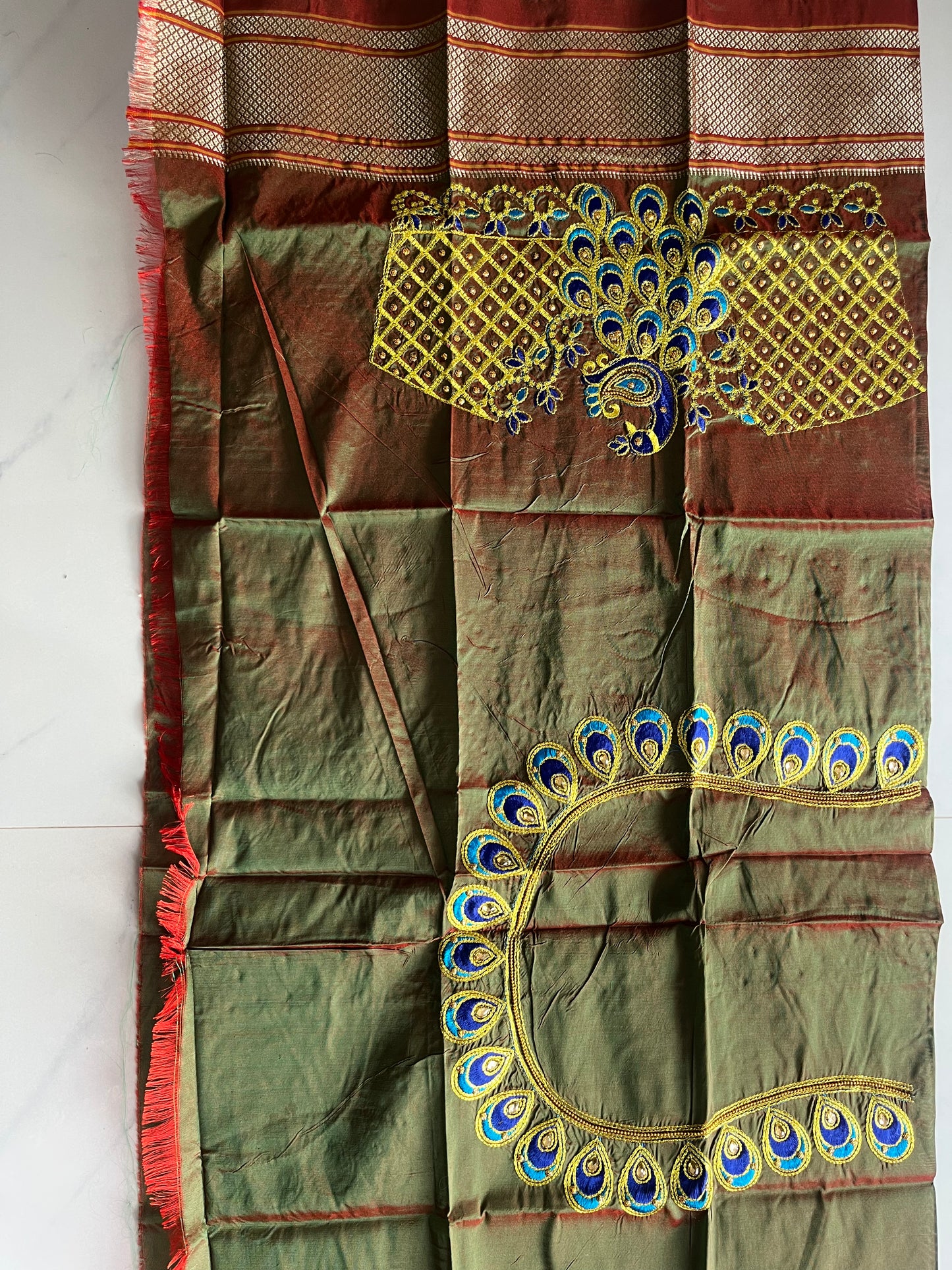 OLIVE GREEN KALANJALI PAITHANI