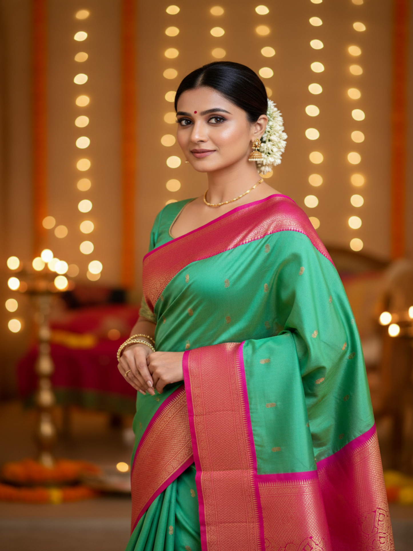 PARROT GREEN KADIYAL PAITHANI