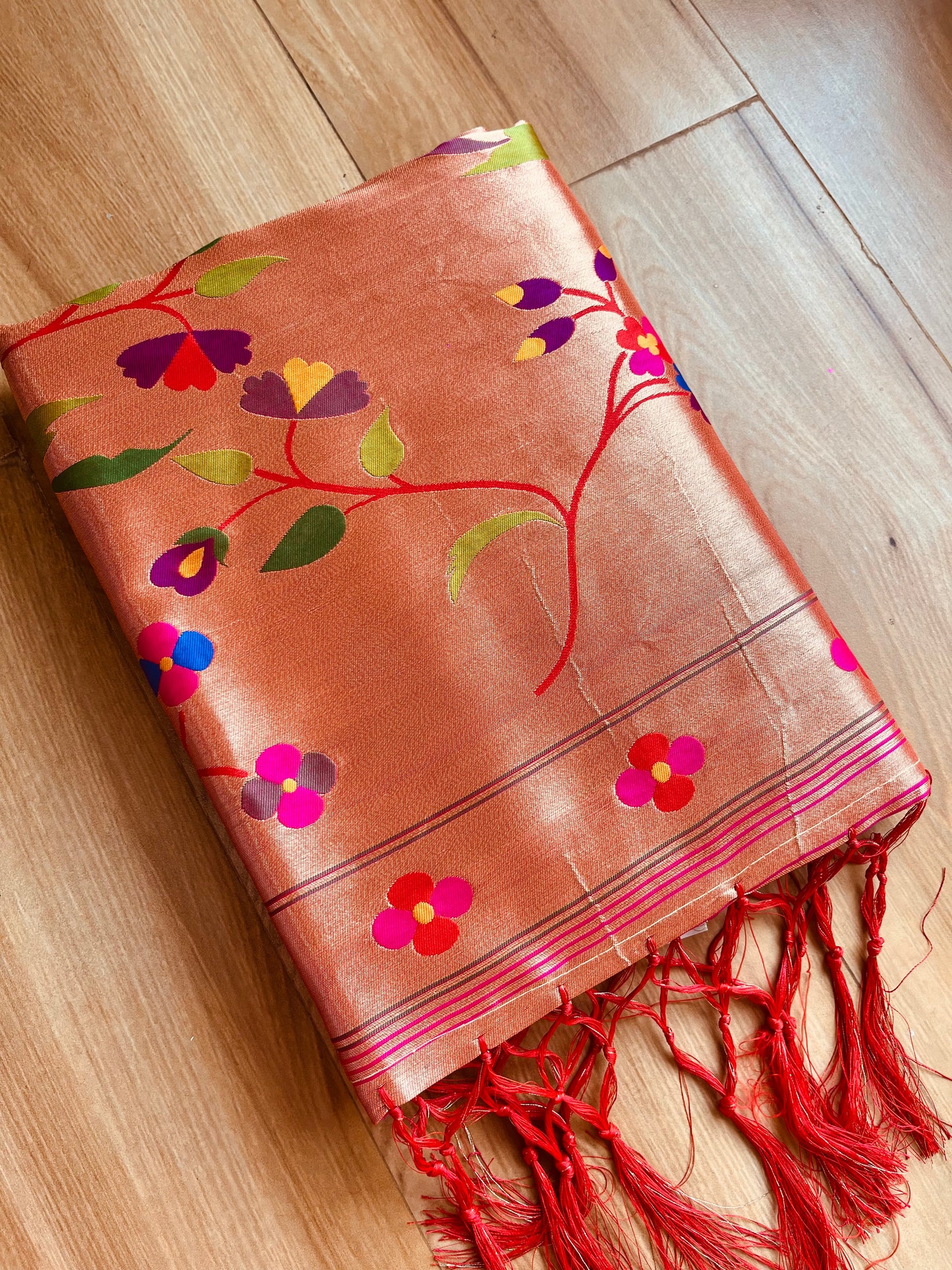 GOLDEN RED ALL OVER PAITHANI