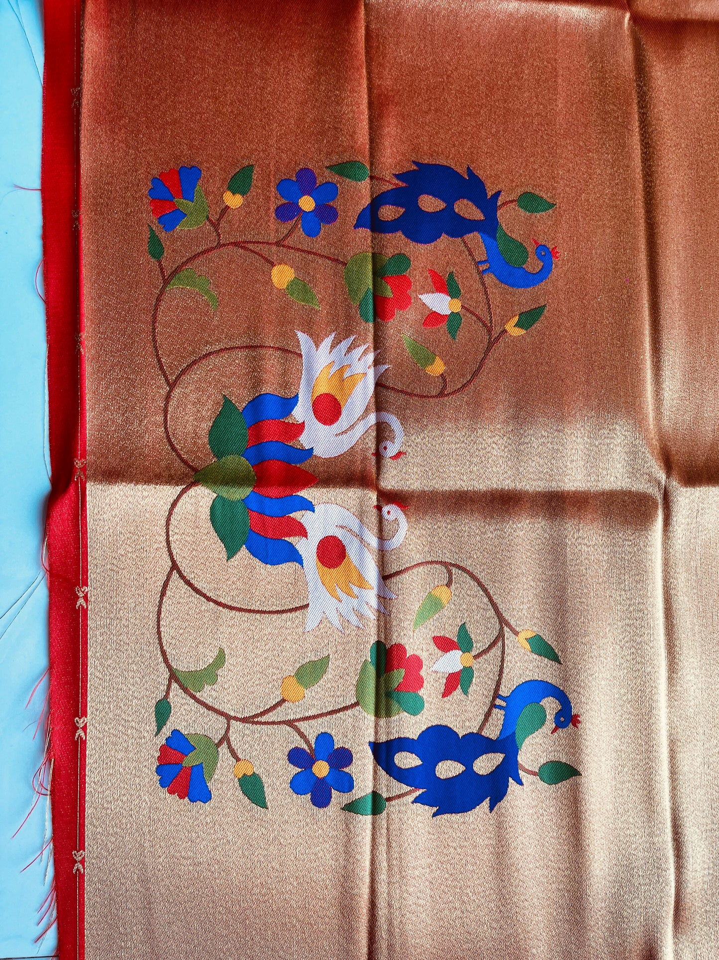 KAMALVEL RED BORDER BLOUSE PIECE