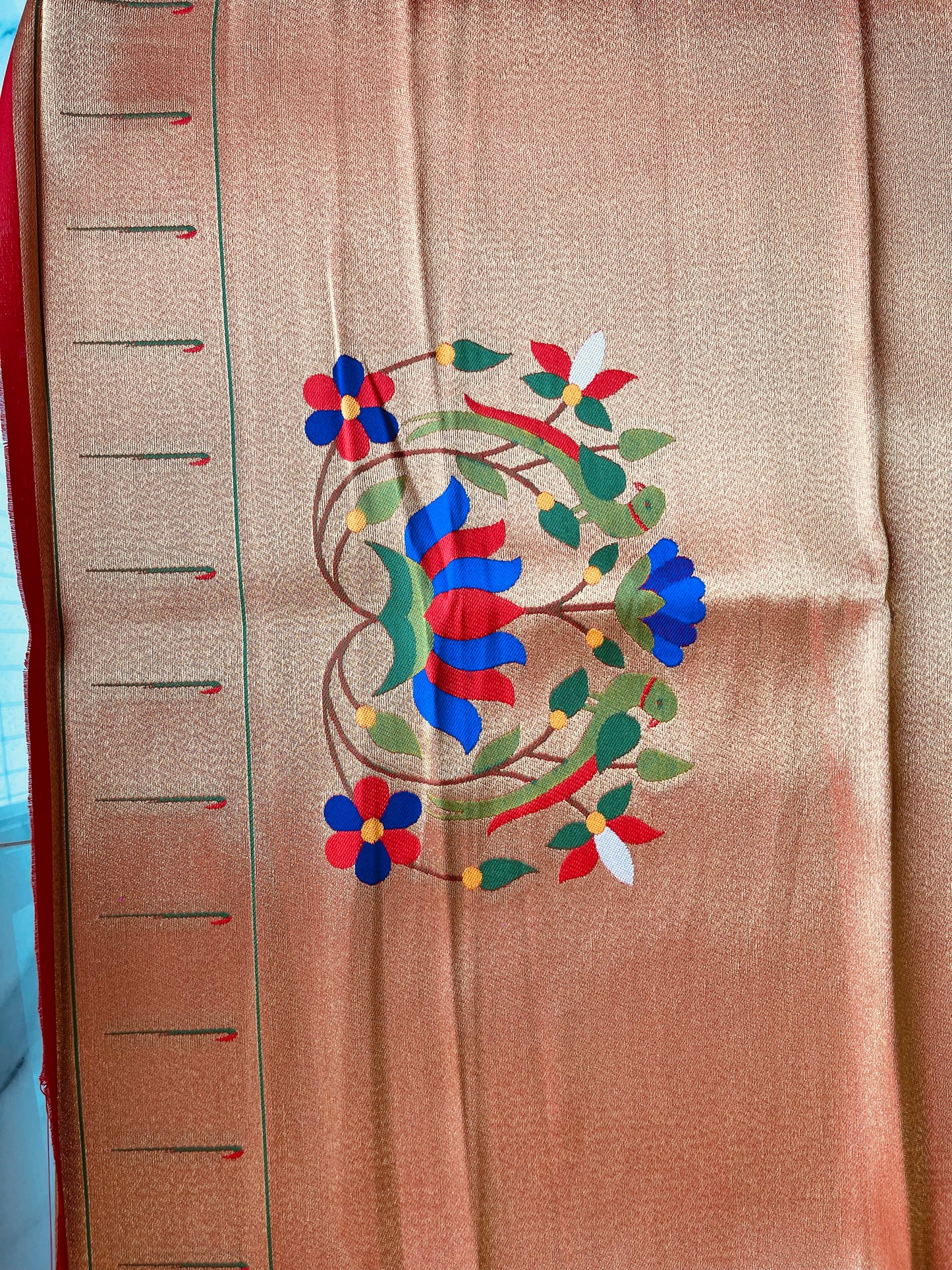 KAMALVEL RED BORDER BLOUSE PIECE