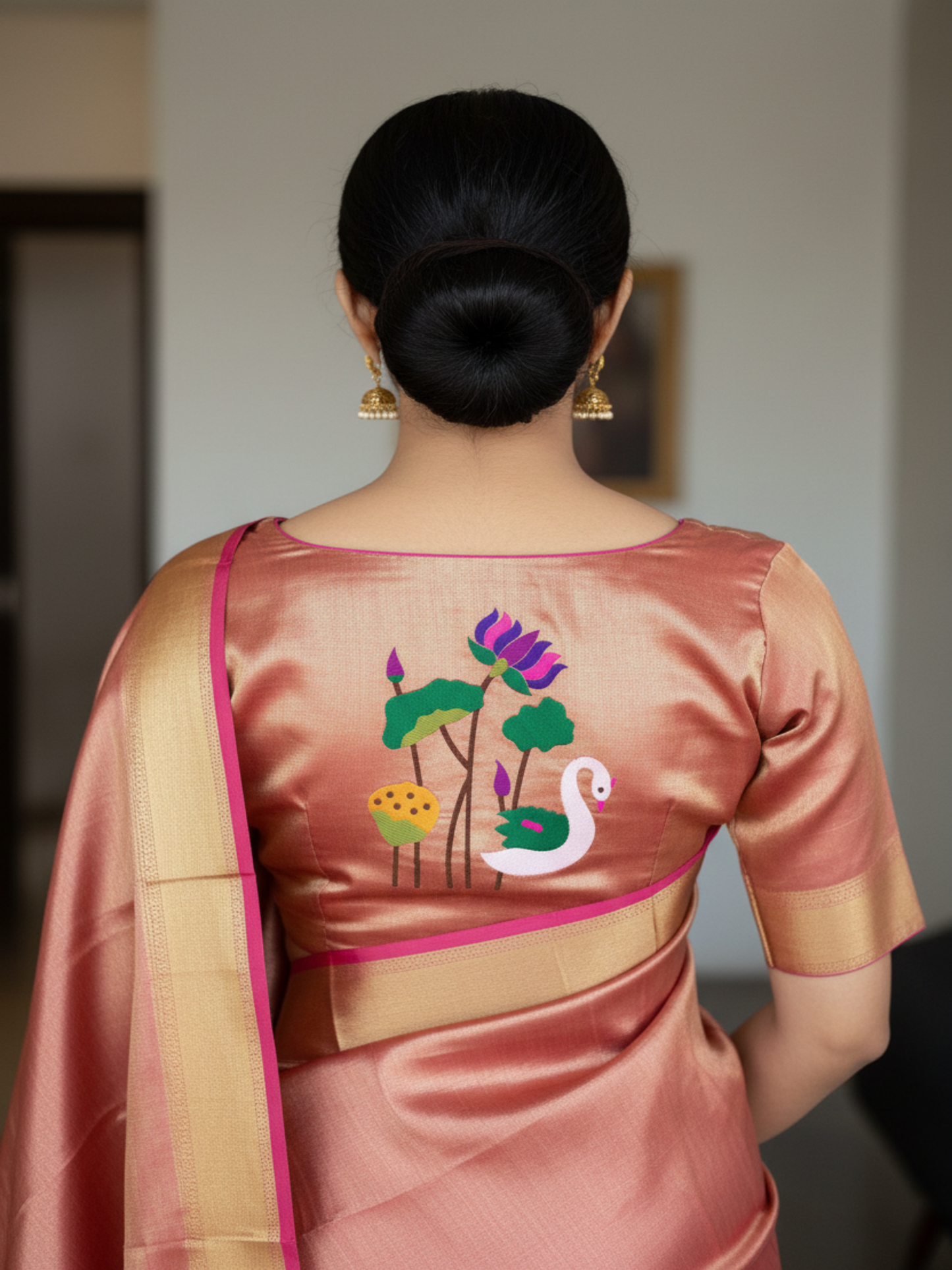 KAMAL HANS PINK BORDER BLOUSE PIECE