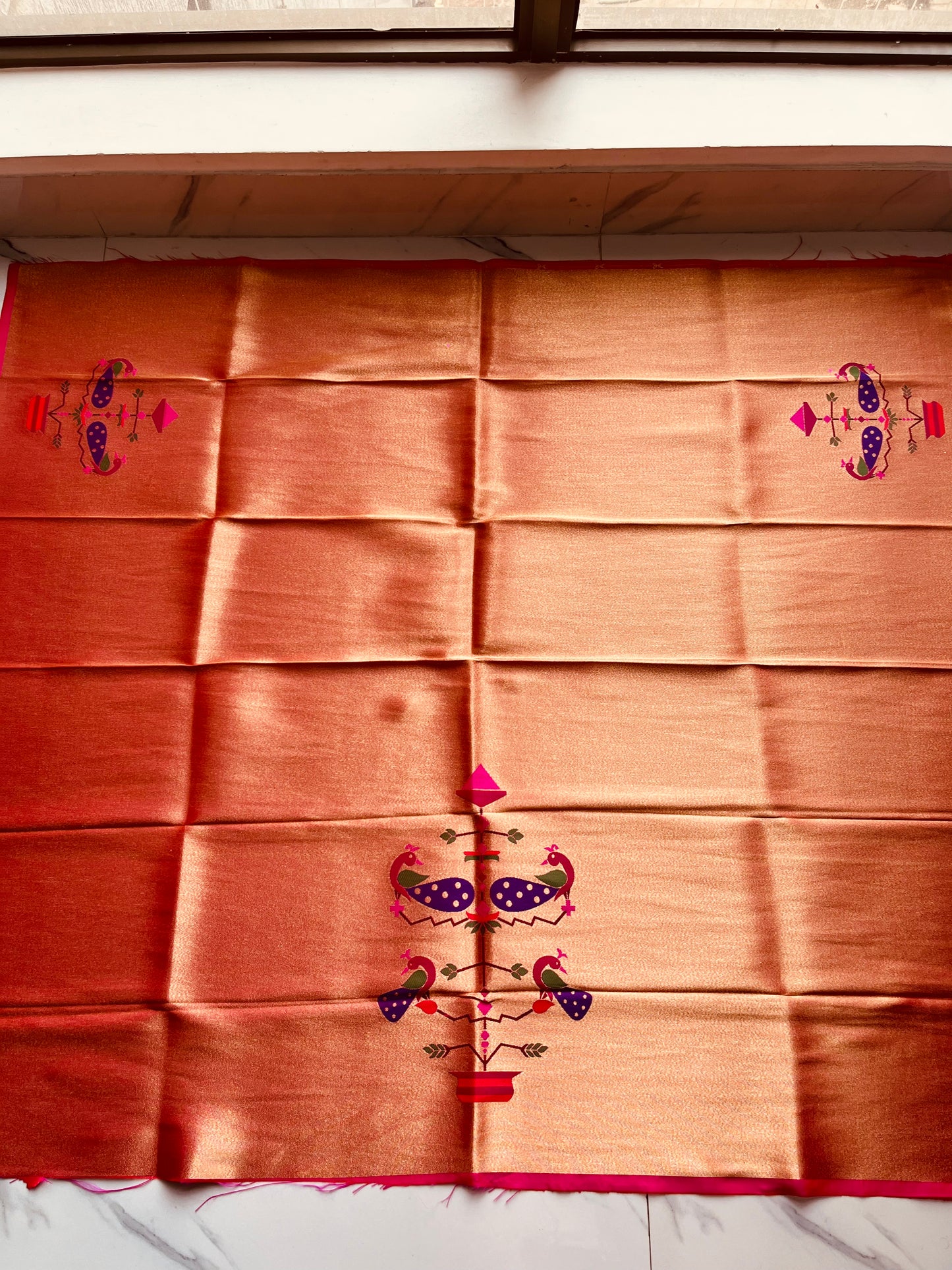 PADMA MOR PINK BORDER BLOUSE PIECE