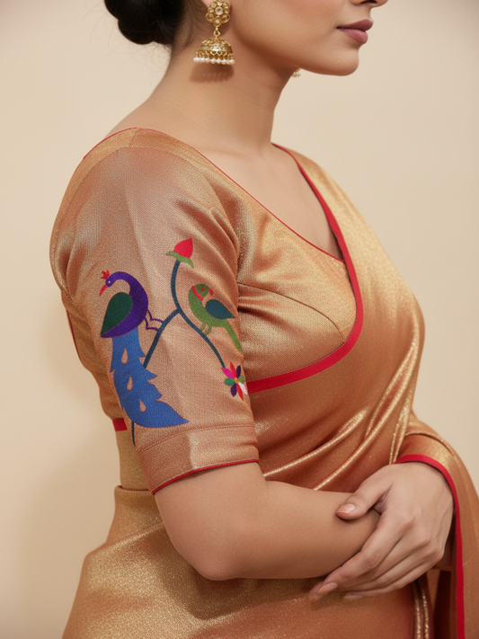 TOTA MOR RED BORDER BLOUSE PIECE