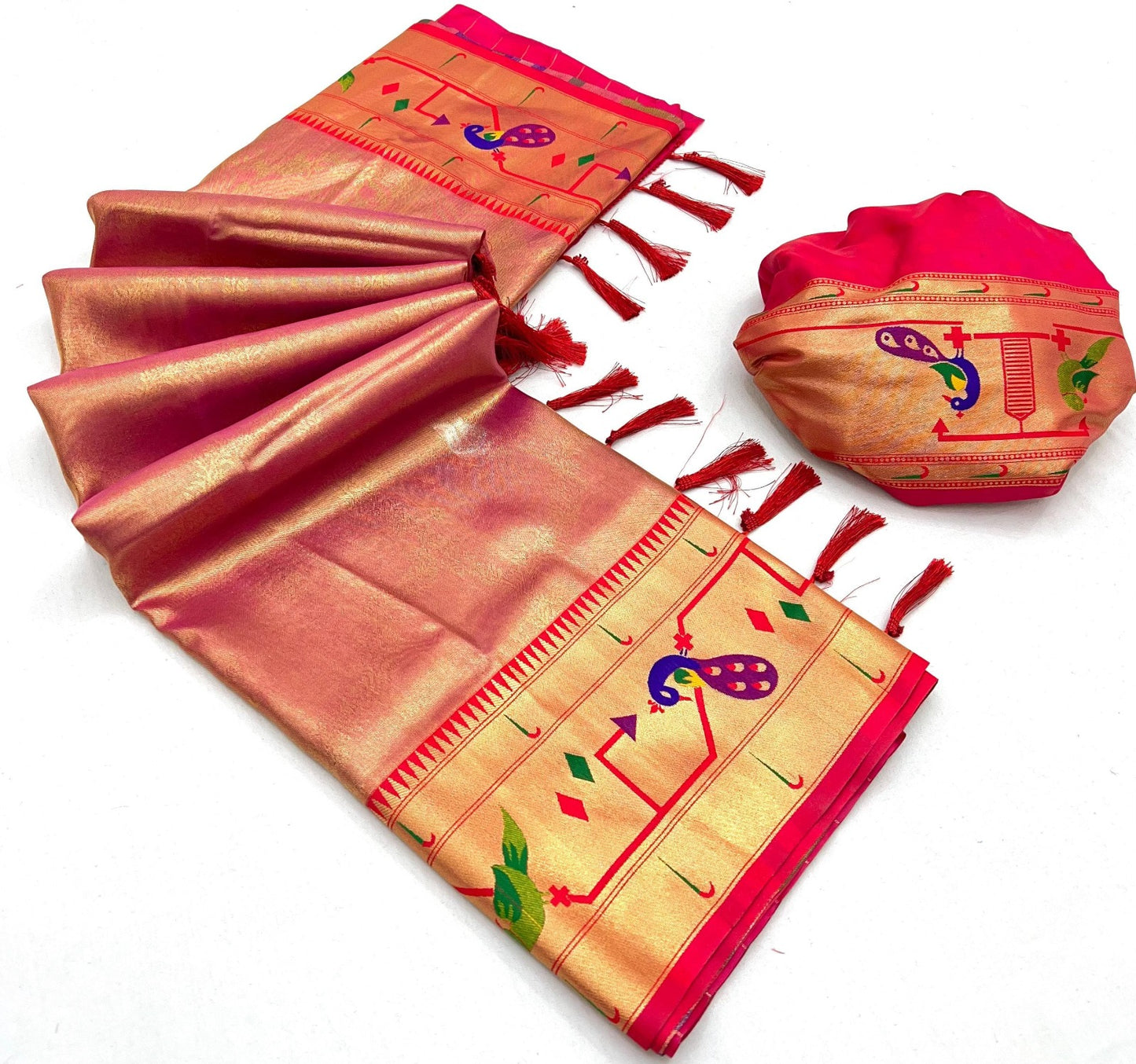 METALLIC RUST BANARASI TISSUE MAHARANI PAITHANI