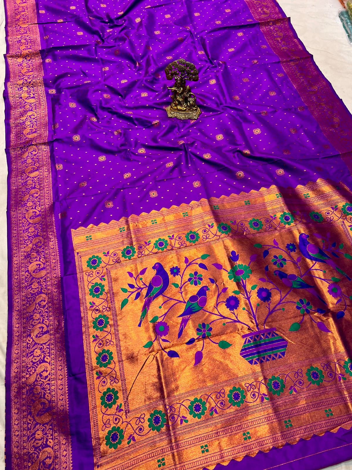 PURPLE PEACOCK BORDER PAITHANI