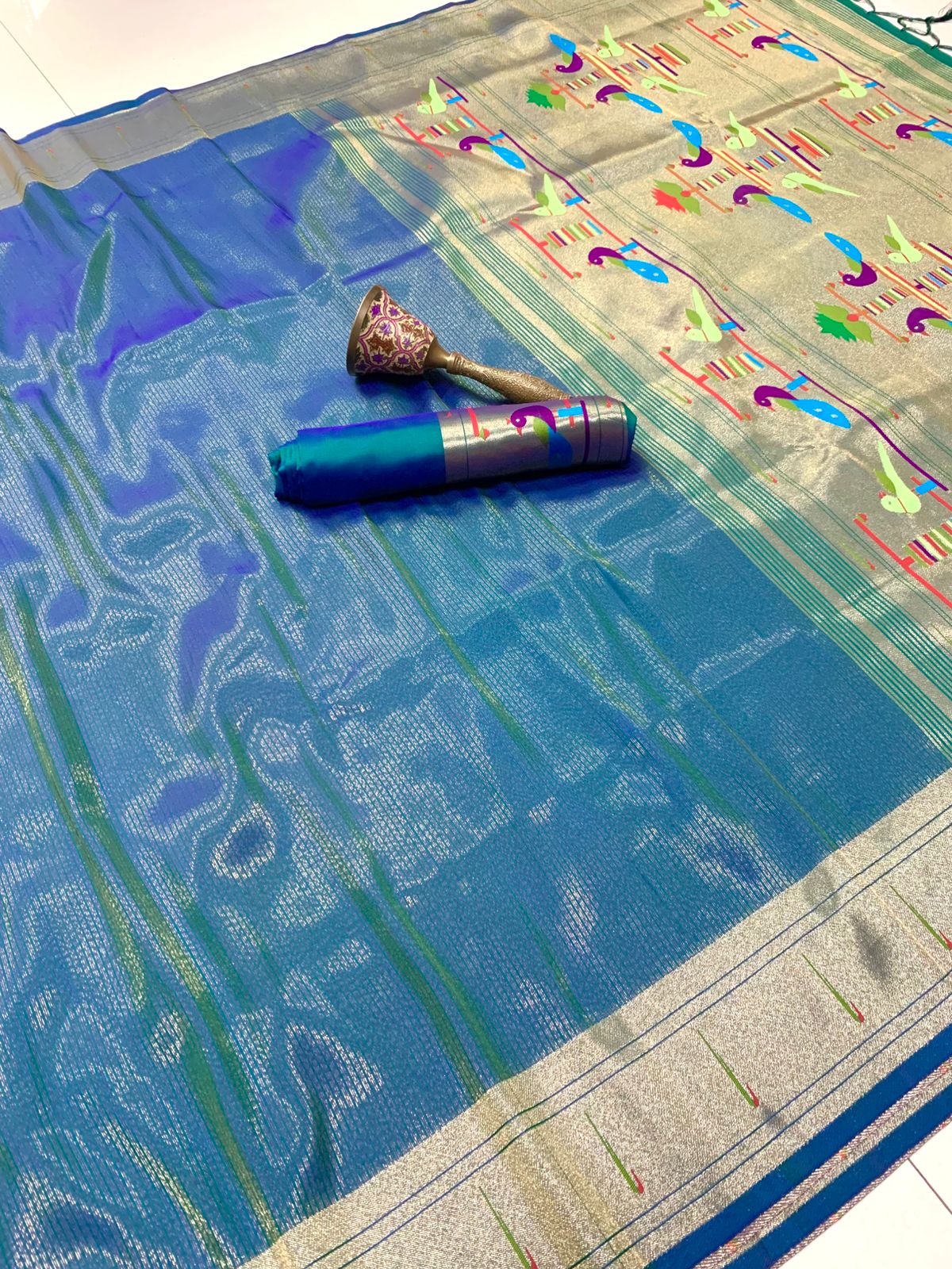 PASTEL BLUE KANJIVARAM TISSUE MUNIYA PAITHANI