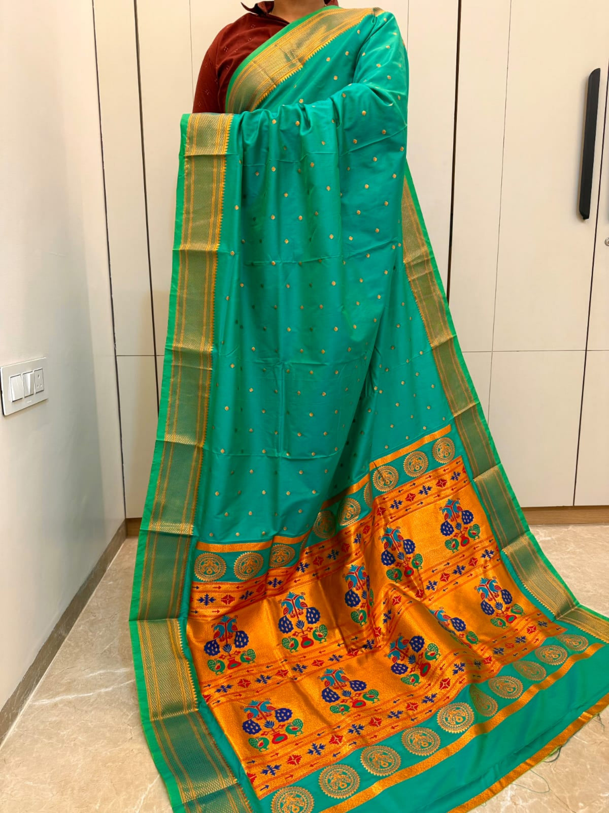 PISTA GREEN KALANJALI PAITHANI