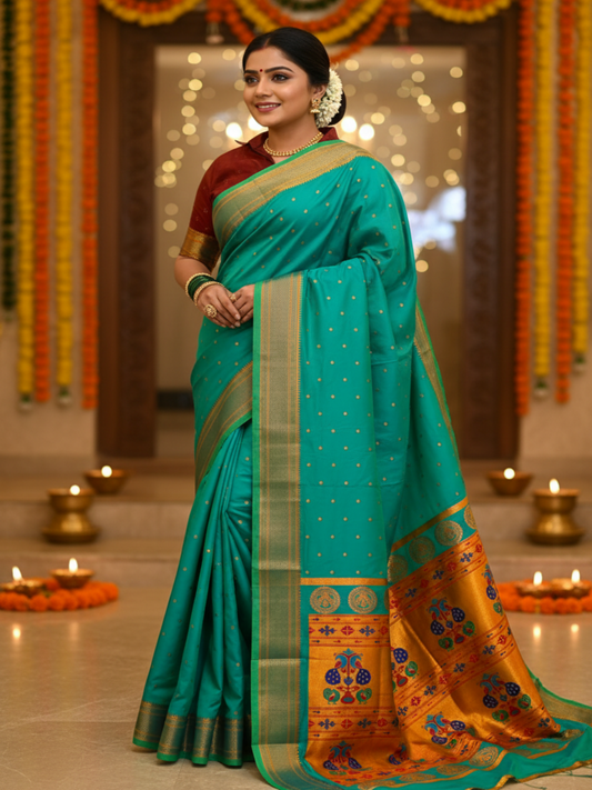 PISTA GREEN KALANJALI PAITHANI