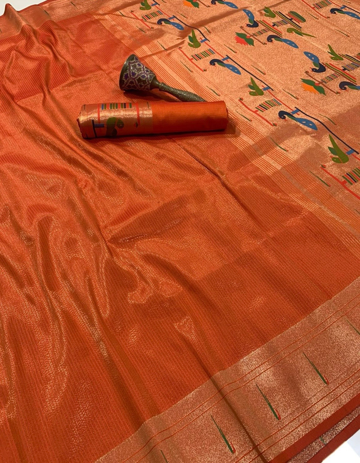 PASTEL ORANGE KANJIVARAM TISSUE MUNIYA PAITHANI